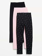 Image number 1 showing, High-Waisted Full-Length Fleece Leggings 3-Pack for Girls