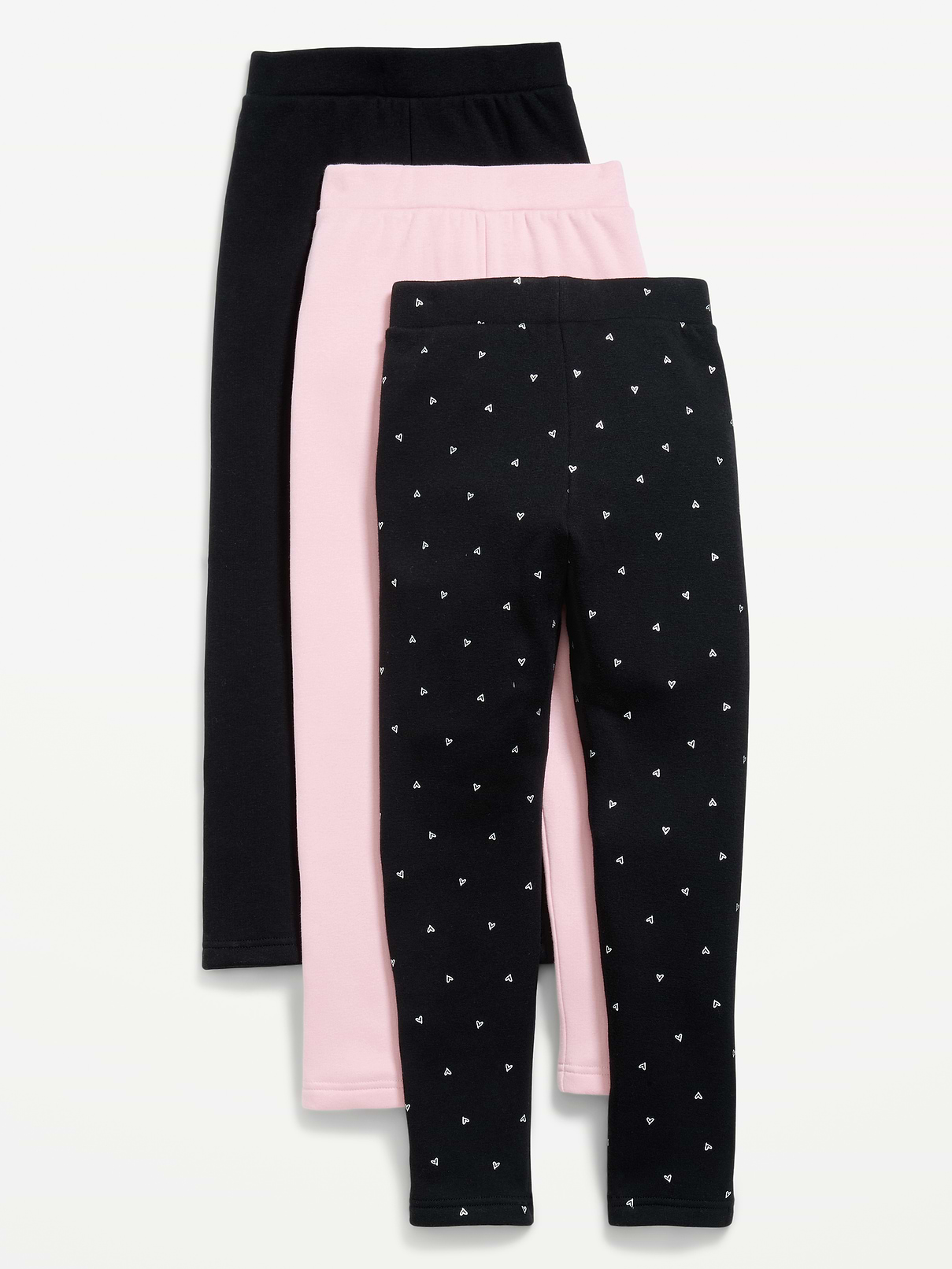 Image number 2 showing, High-Waisted Full-Length Fleece Leggings 3-Pack for Girls