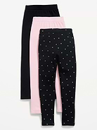 Image number 2 showing, High-Waisted Full-Length Fleece Leggings 3-Pack for Girls
