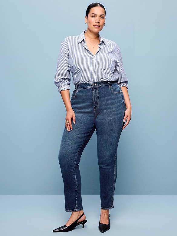 High-Waisted Vintage Slim Jeans