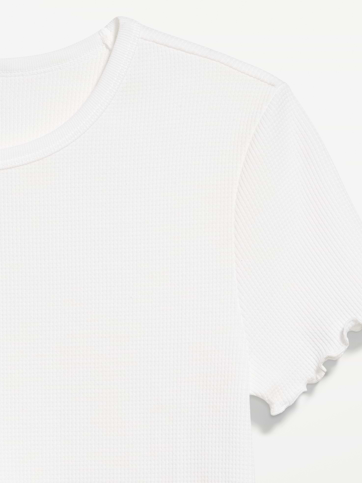 Image number 4 showing, Fitted Waffle-Knit Cropped T-Shirt