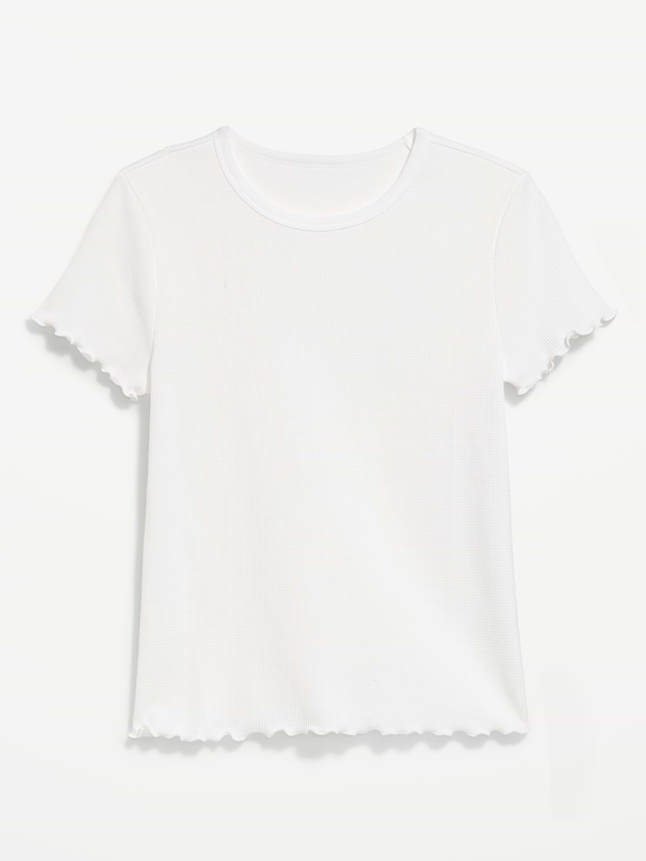 Fitted Waffle-Knit Cropped T-Shirt
