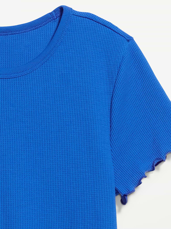 Fitted Waffle-Knit Cropped T-Shirt