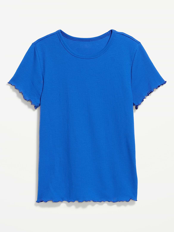 Fitted Waffle-Knit Cropped T-Shirt