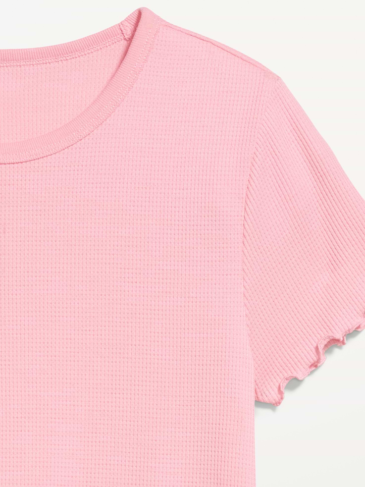 Image number 4 showing, Fitted Waffle-Knit Cropped T-Shirt