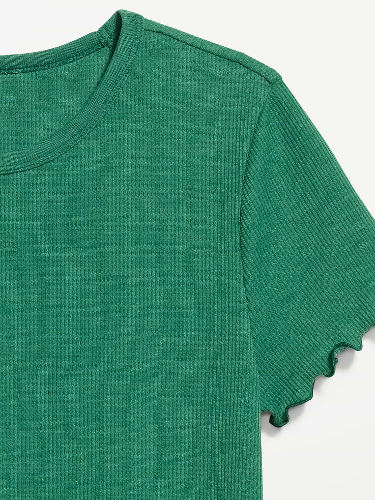 Image number 4 showing, Fitted Waffle-Knit Cropped T-Shirt