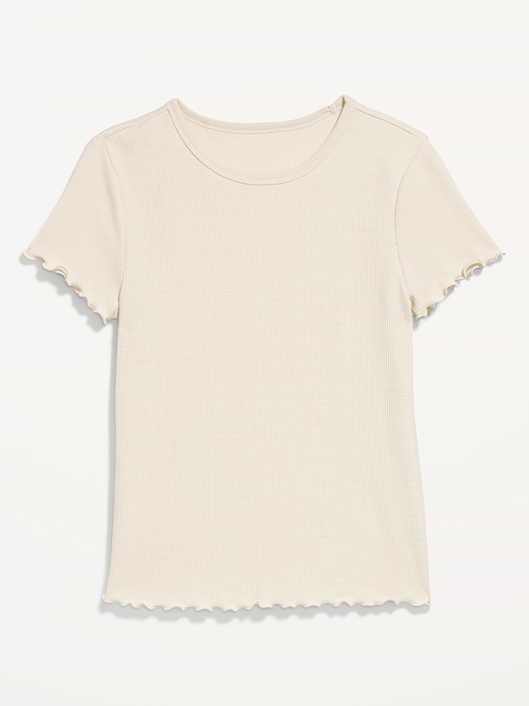 Fitted Waffle-Knit Cropped T-Shirt