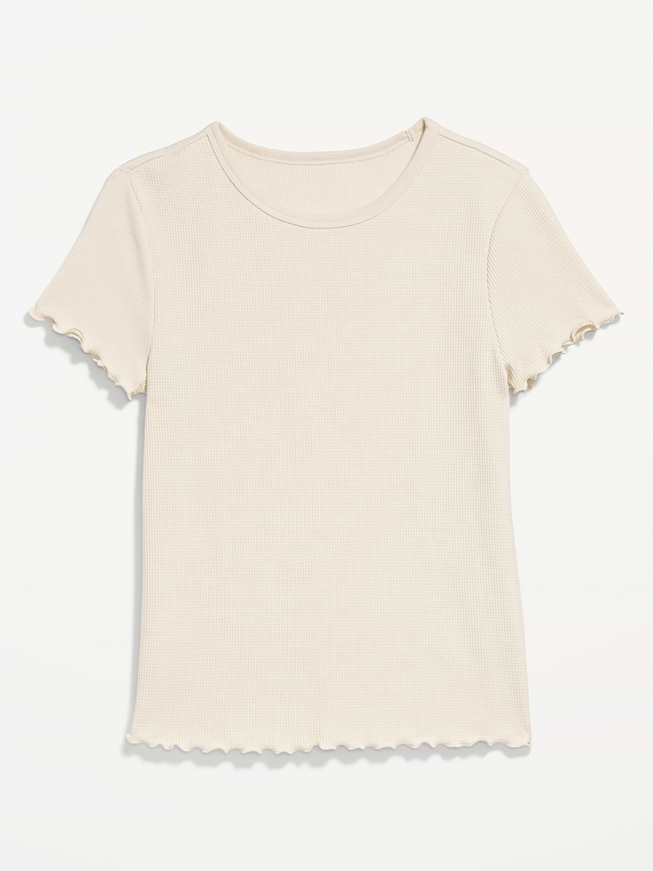 Image number 5 showing, Fitted Waffle-Knit Cropped T-Shirt