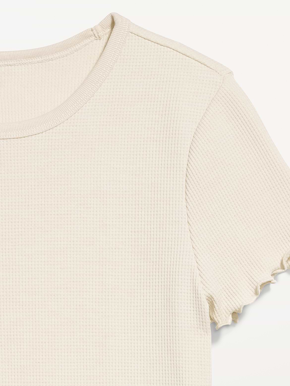 Fitted Waffle-Knit Cropped T-Shirt