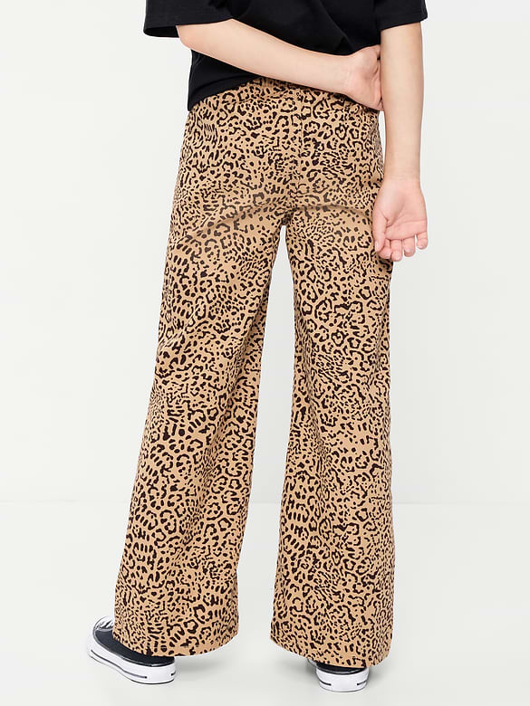 Pantalon en sergé coupe très généreuse à jambe large à taille extensible pour fille