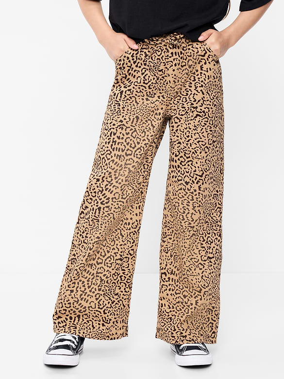 Pantalon en sergé coupe très généreuse à jambe large à taille extensible pour fille