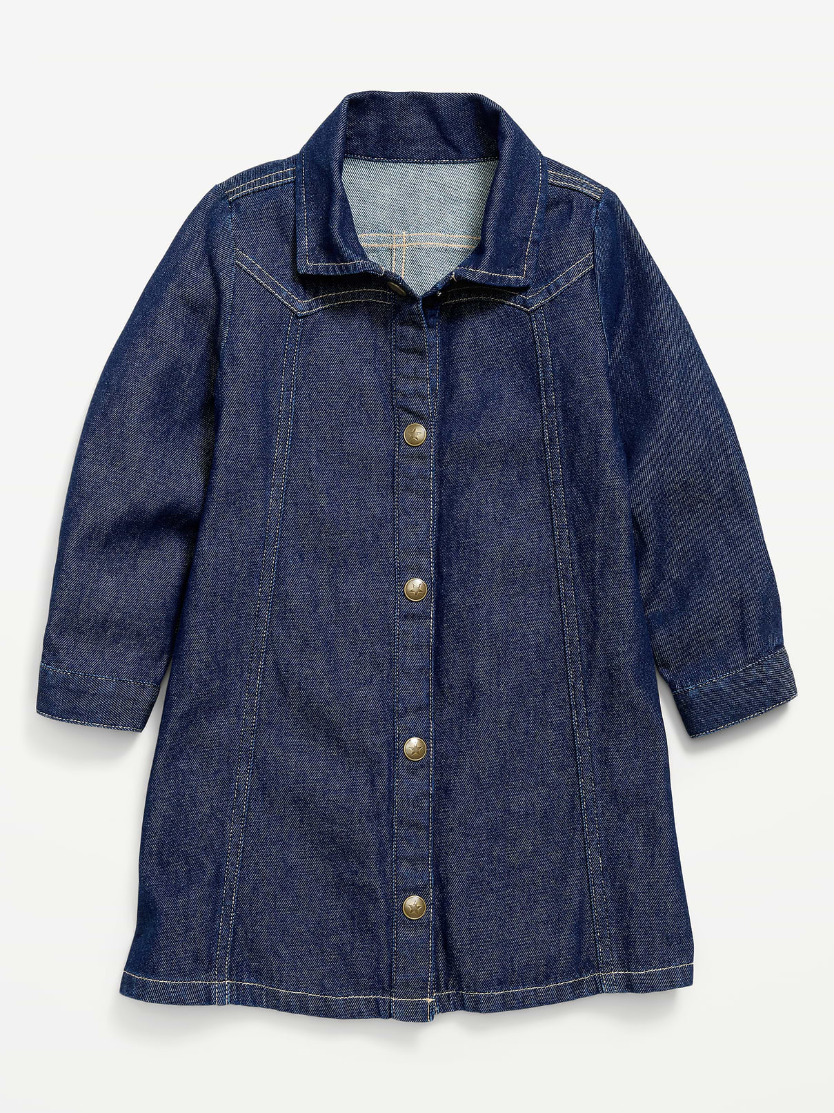 Image number 1 showing, Long-Sleeve Western Denim Shirt Dress for Toddler Girls