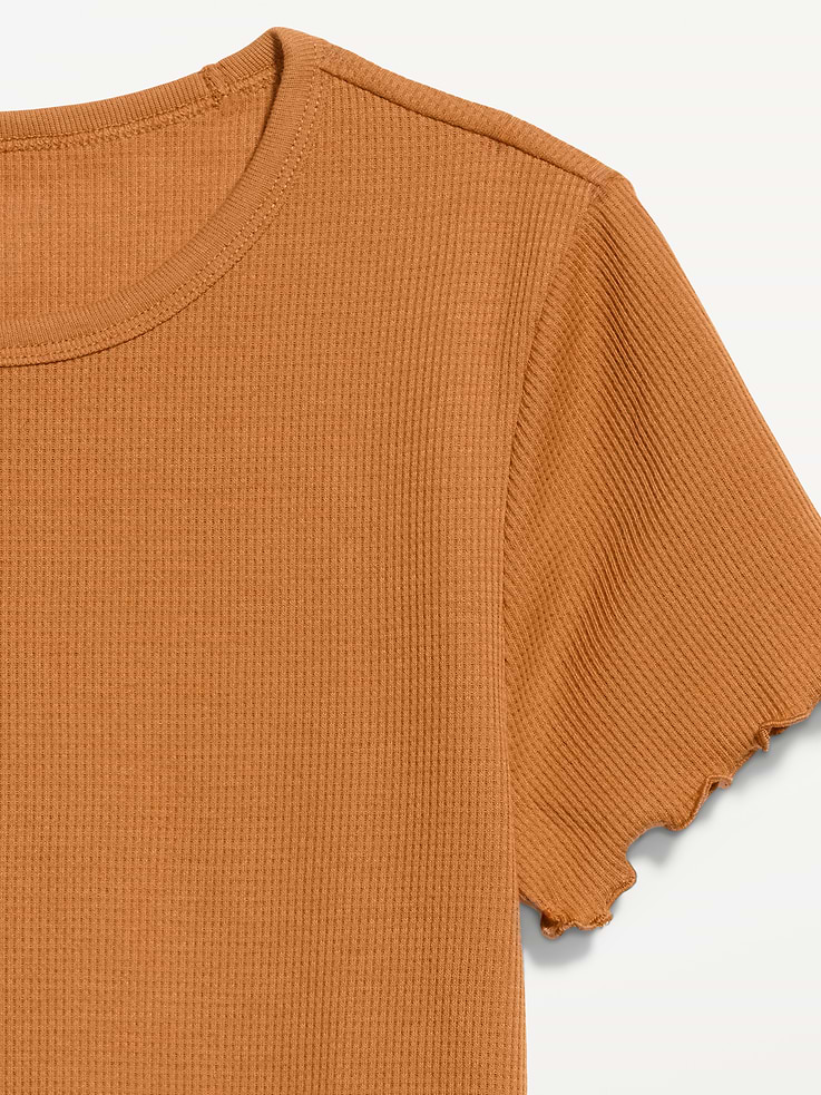 Image number 4 showing, Fitted Waffle-Knit Cropped T-Shirt