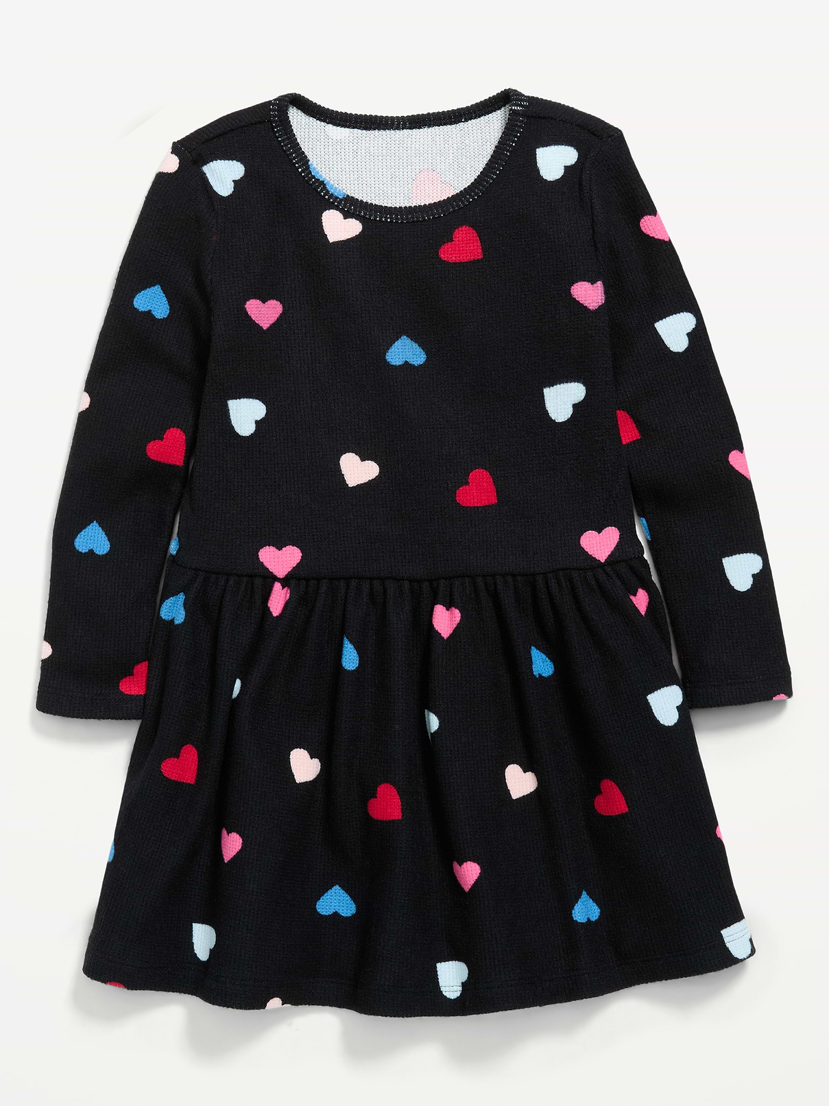 Image number 1 showing, Printed Long-Sleeve Waffle Knit Dress for Toddler Girls