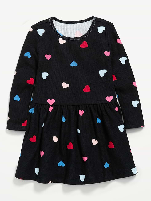 Printed Printed Long-Sleeve Waffle Knit Dress for Toddler Girls on clearance at Old Navy — 40% off