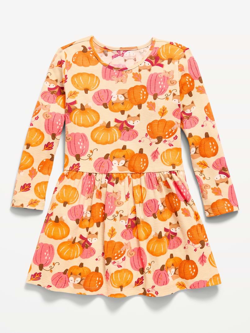 old navy toddler dresses Printed Long-Sleeve Ribbed Dress for Girls Color:Plum Purple Noor Al Zahra Beaded RD-02.23.26 Holiday dresses round neckline short sleeves