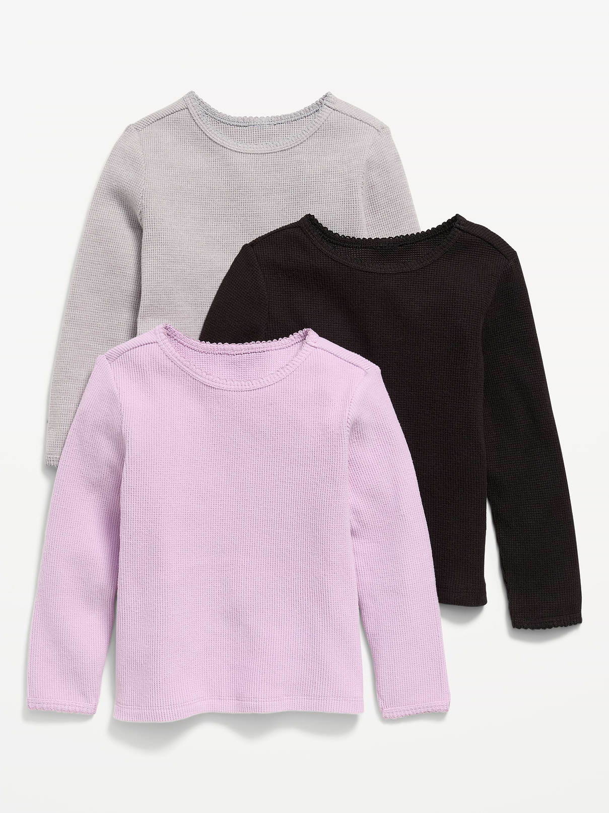 Image number 1 showing, Long-Sleeve Waffle Knit T-Shirt 3-Pack for Toddler Girls
