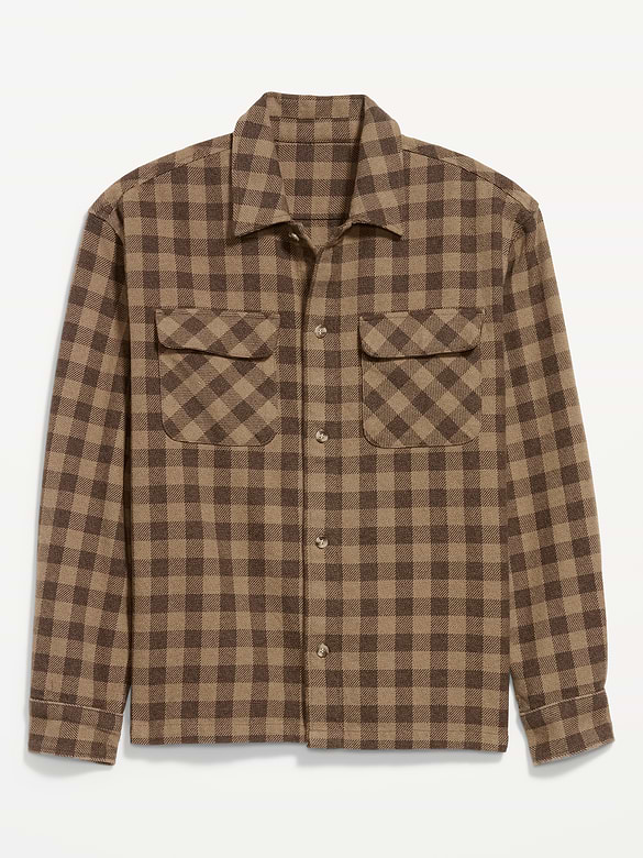 Long-Sleeve Heavyweight Plaid Flannel Pocket Shirt