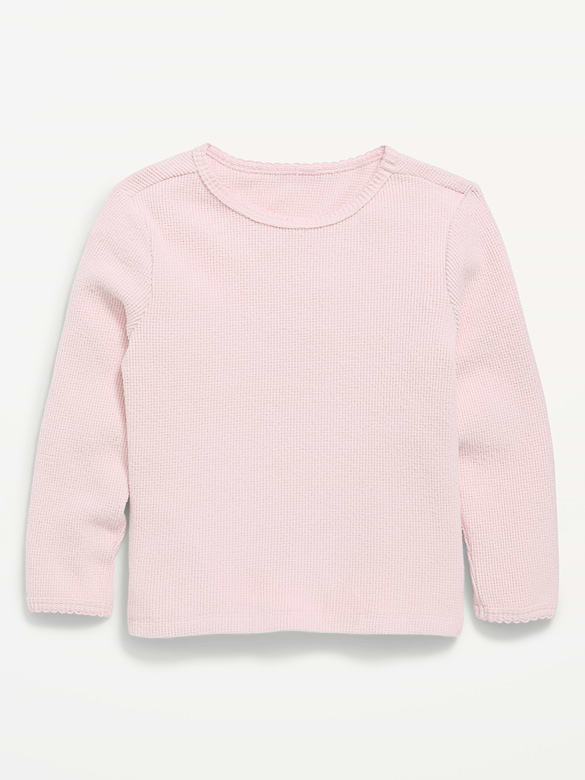 Long-Sleeve Waffle Knit T-Shirt for Toddler Girls