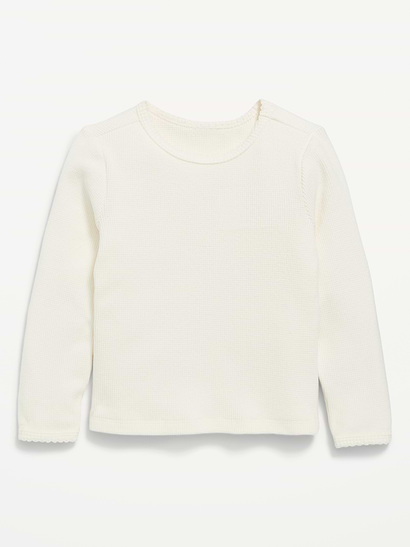 Long-Sleeve Waffle Knit T-Shirt for Toddler Girls