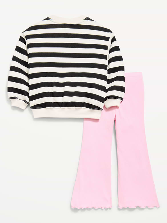 Graphic Sweatshirt and Flared Legging Set for Toddler Girls