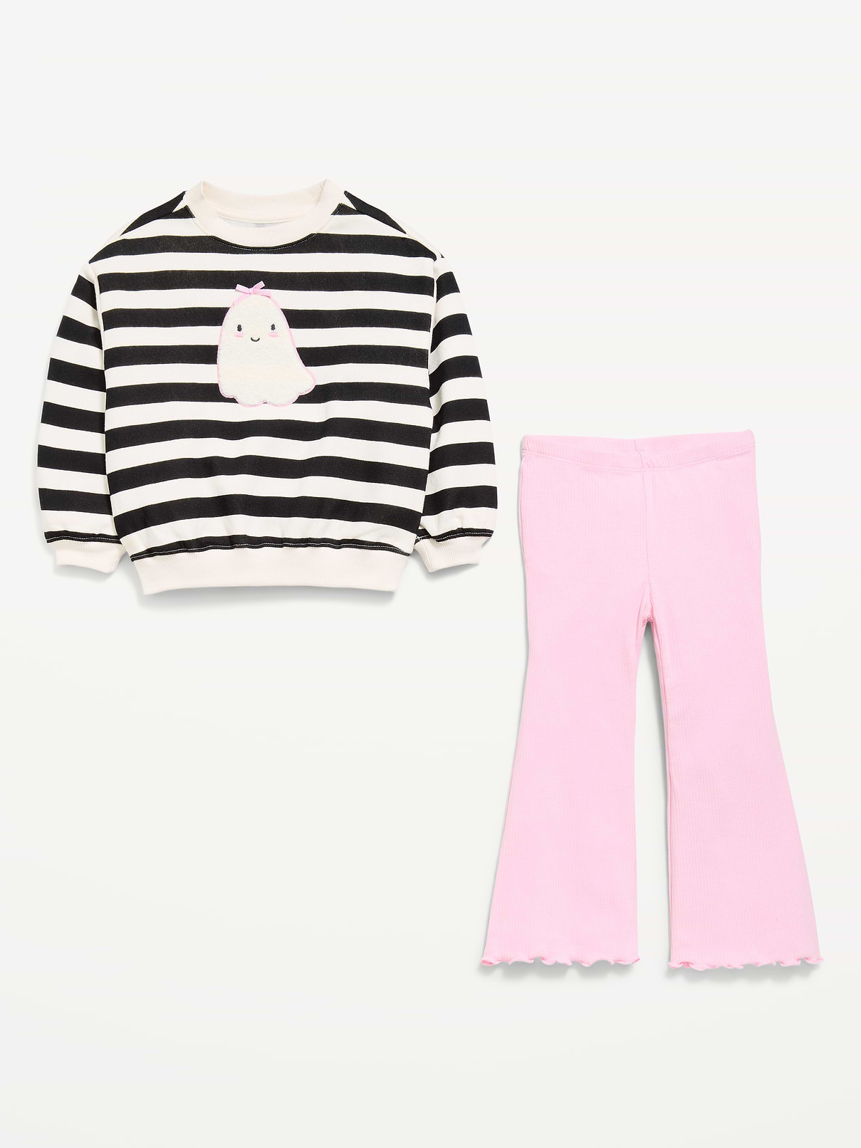 L'image numéro 5 présente Ensemble de chandail en coton ouaté à imprimé et legging évasé pour toute-petite