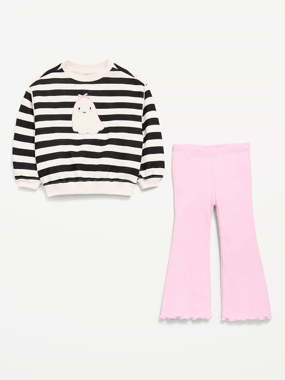 Graphic Sweatshirt and Flared Legging Set for Toddler Girls