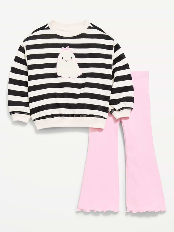 Graphic Sweatshirt and Flared Legging Set for Toddler Girls