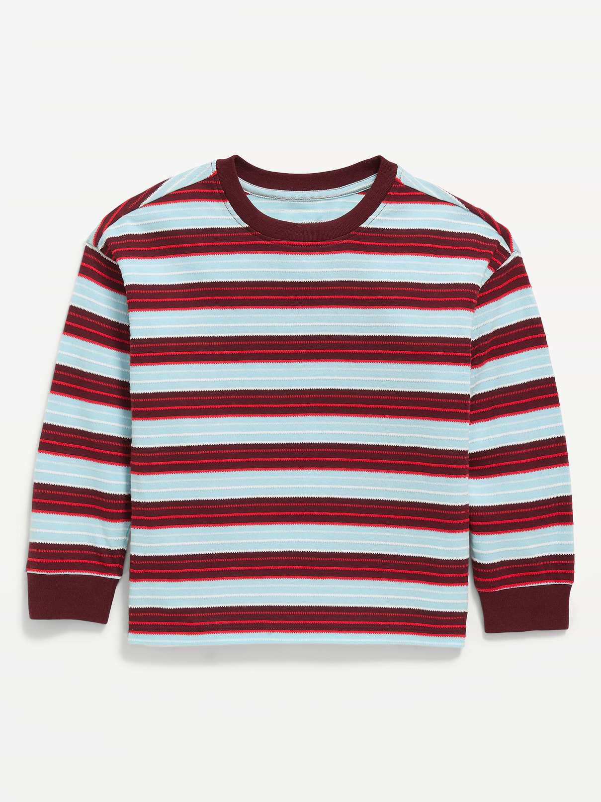 Image number 1 showing, Oversized Long-Sleeve Striped T-Shirt for Toddler Boys