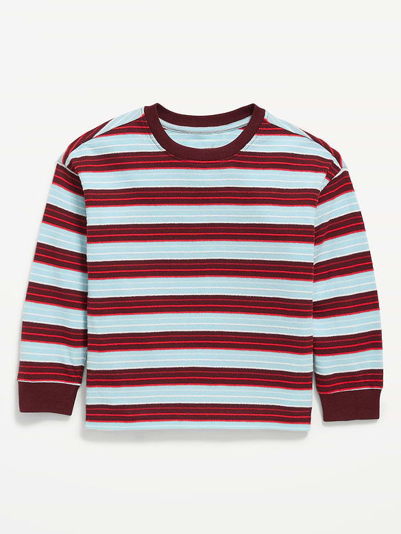 Oversized Long-Sleeve Striped T-Shirt for Toddler Boys
