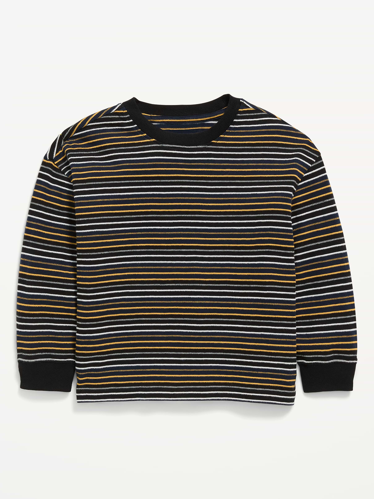 Image number 1 showing, Oversized Long-Sleeve Striped T-Shirt for Toddler Boys
