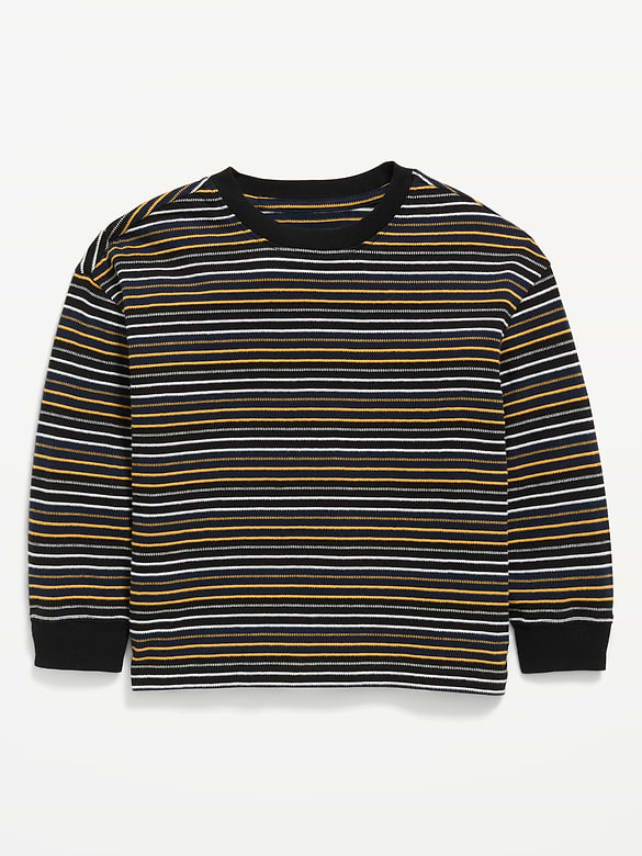 Oversized Long-Sleeve Striped T-Shirt for Toddler Boys