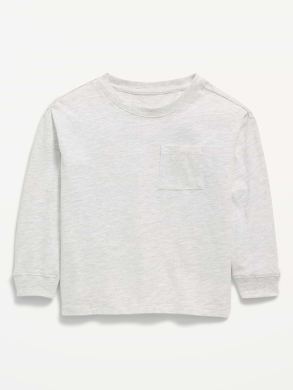 Oversized Long-Sleeve Pocket T-Shirt for Toddler Boys