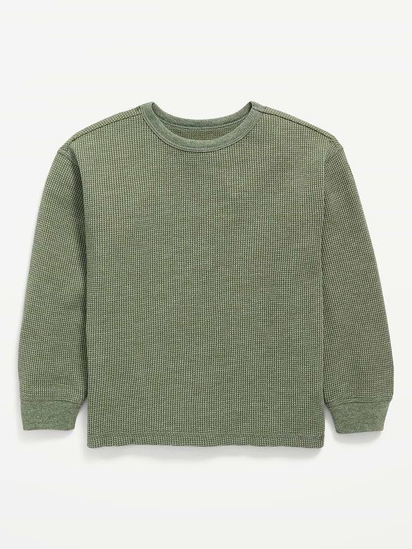 Long-Sleeve Waffle Knit T-Shirt for Toddler Boys