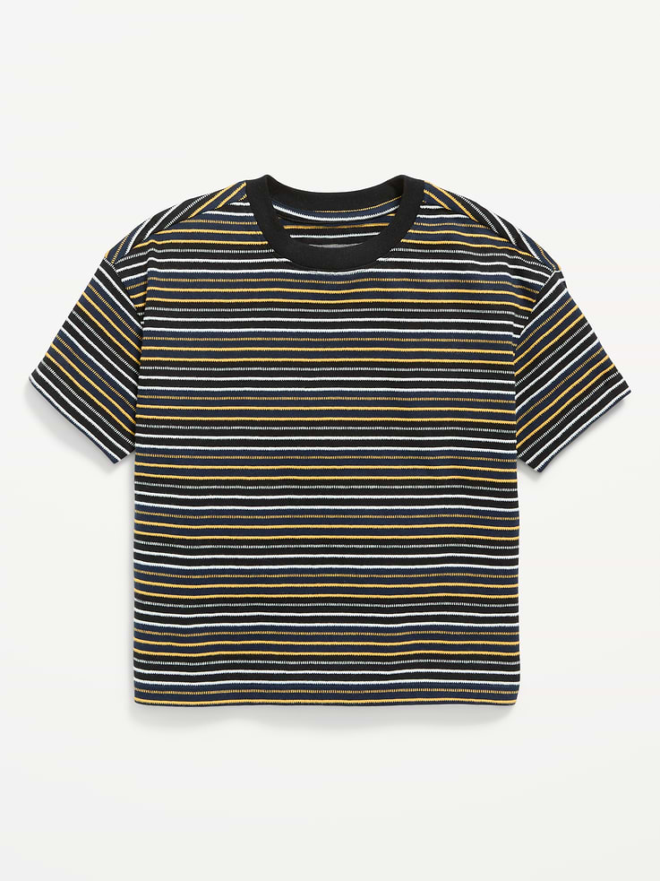Image 1 of 1, crew neck, short sleeves, drop shoulders, all-over stripes, Product #910935