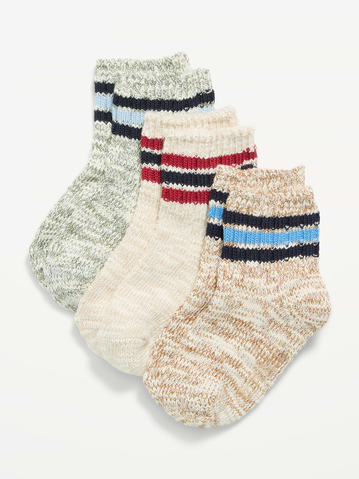 Image number 1 showing, Marled Crew Socks 3-Pack for Toddler & Baby