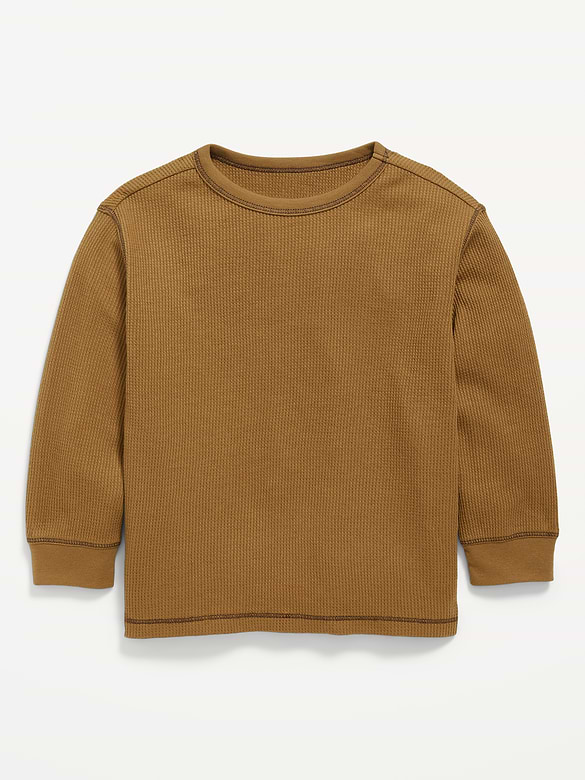 Long-Sleeve Waffle Knit T-Shirt for Toddler Boys