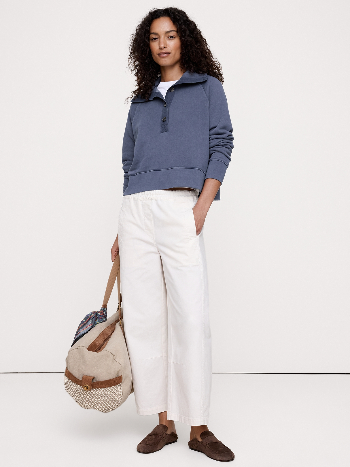 French Terry Stand-Collar Sweatshirt | Banana Republic