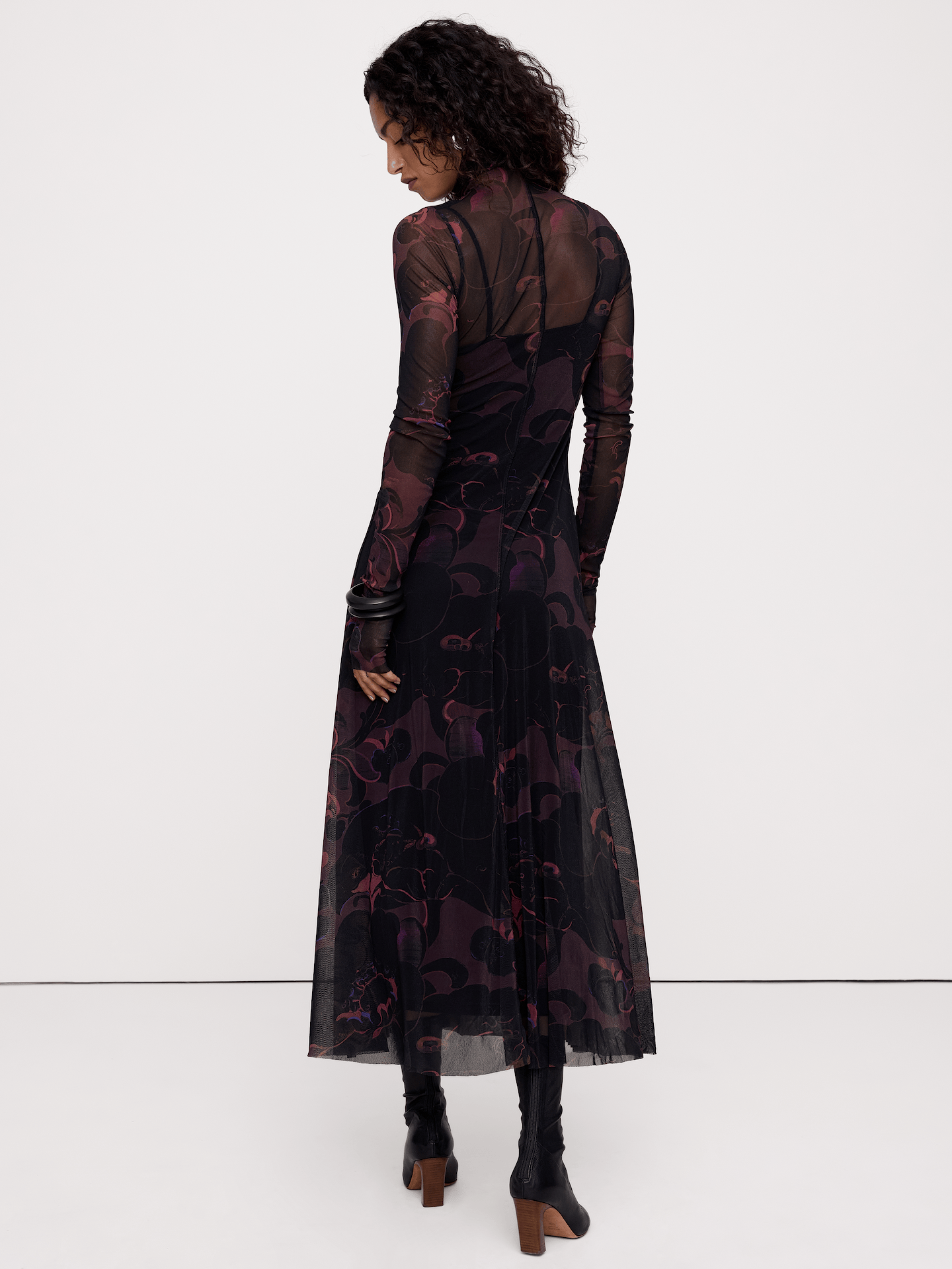 Image number 2 showing, Mesh Long-Sleeve Maxi Dress