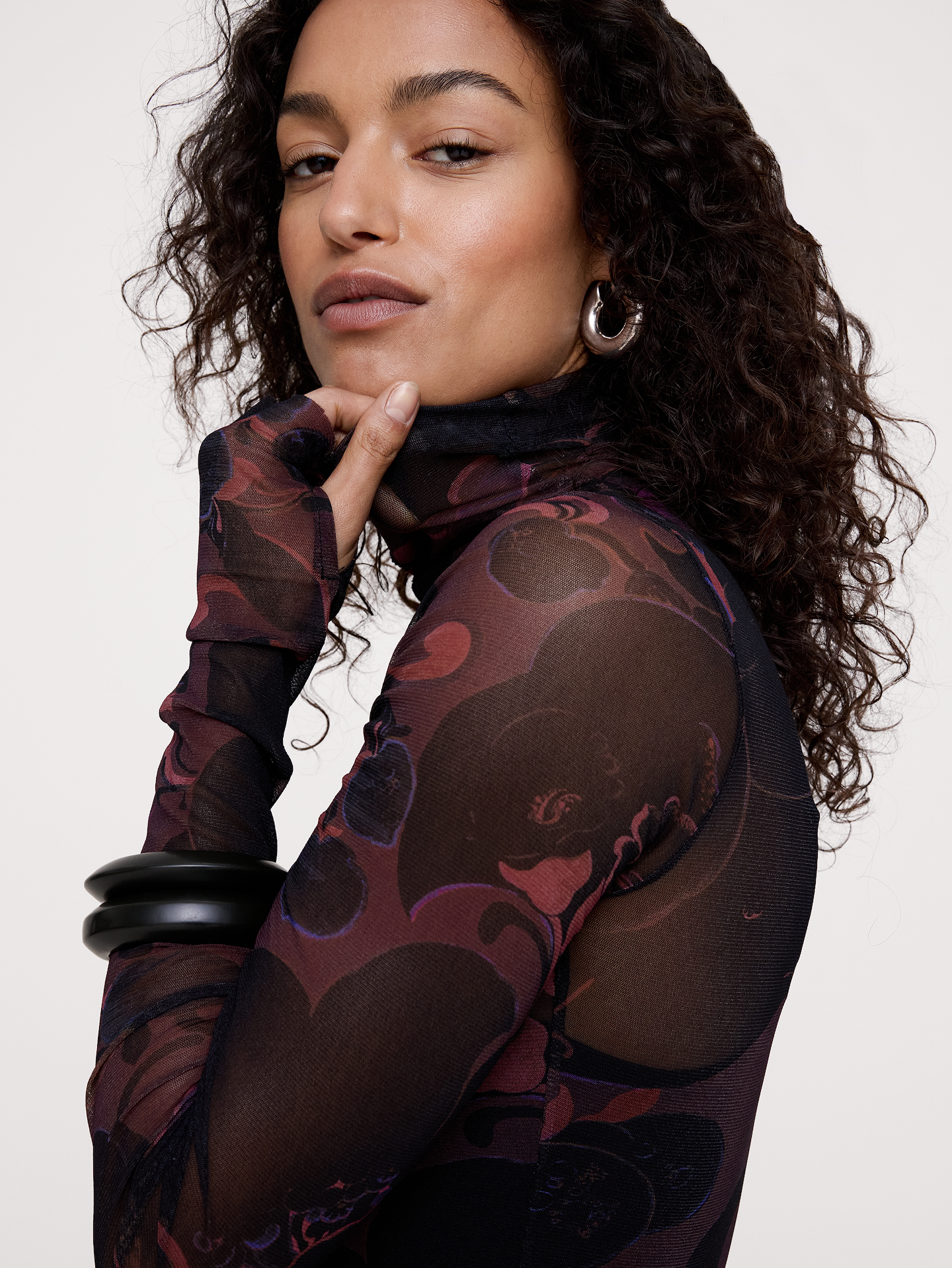 Image number 3 showing, Mesh Long-Sleeve Maxi Dress