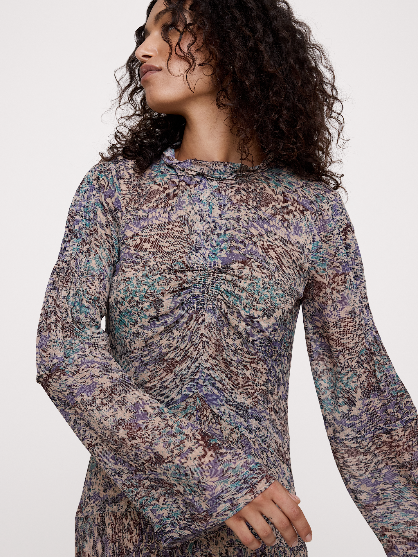 Image number 3 showing, Georgette Ruffle-Neck Mini Dress