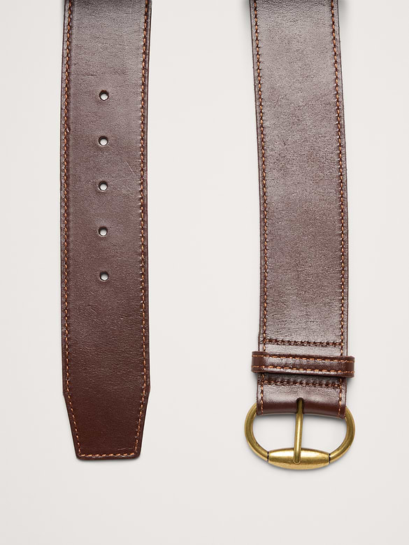 Ceinture en cuir à extrémité carrée