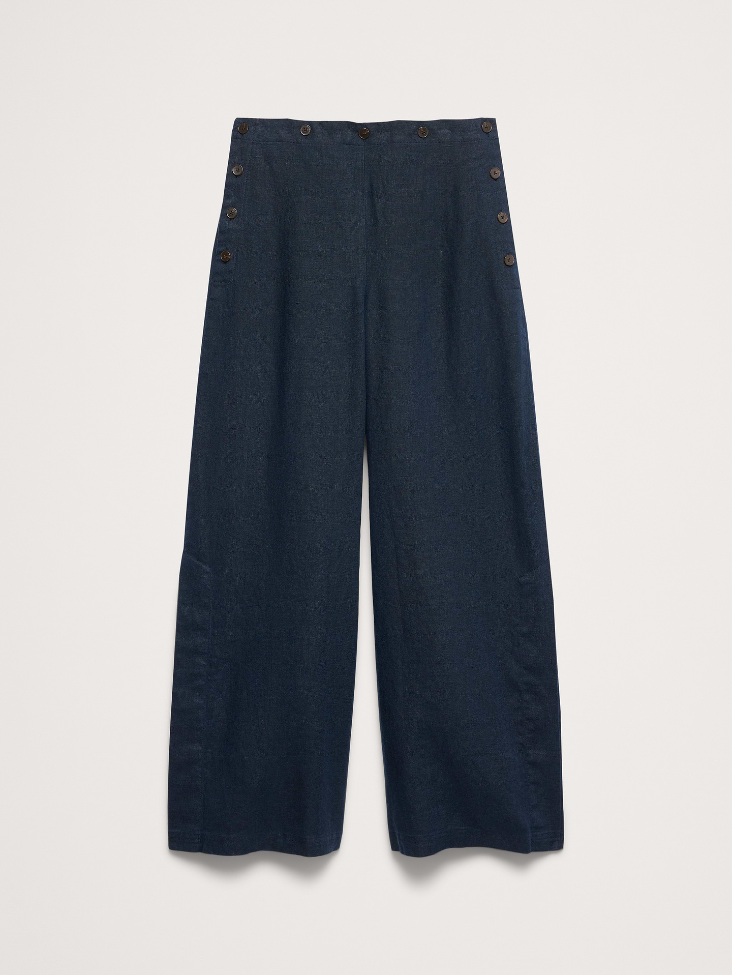 Image number 5 showing, High-Rise Wide-Leg Linen Pull-On Sailor Pant