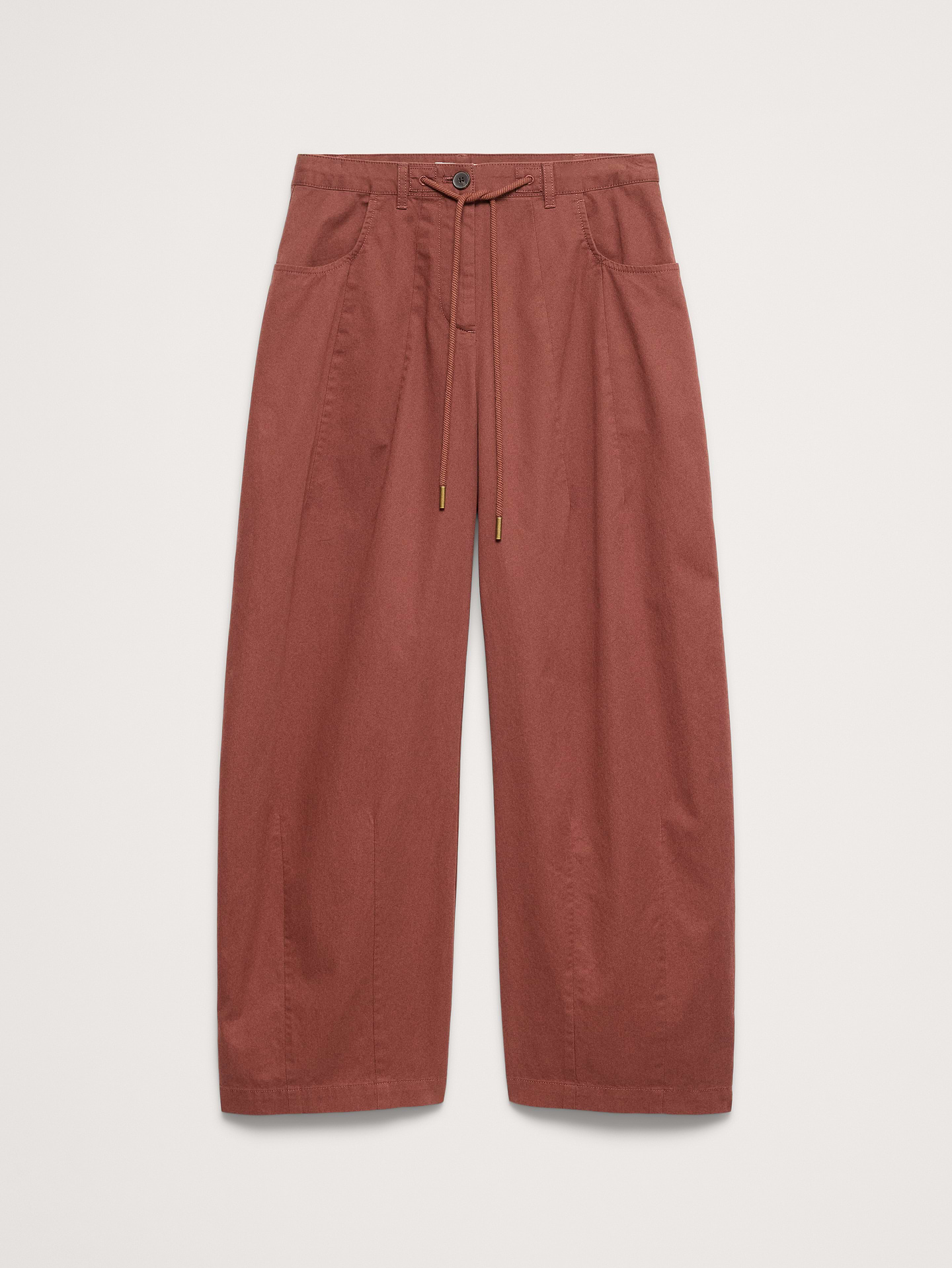 L'image numéro 5 présente Pantalon coupe baril taille mi-basse en popeline de coton