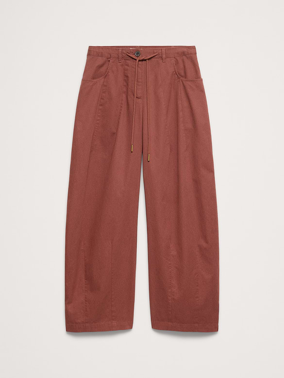 Mid-Rise Barrel Cotton Poplin Pant