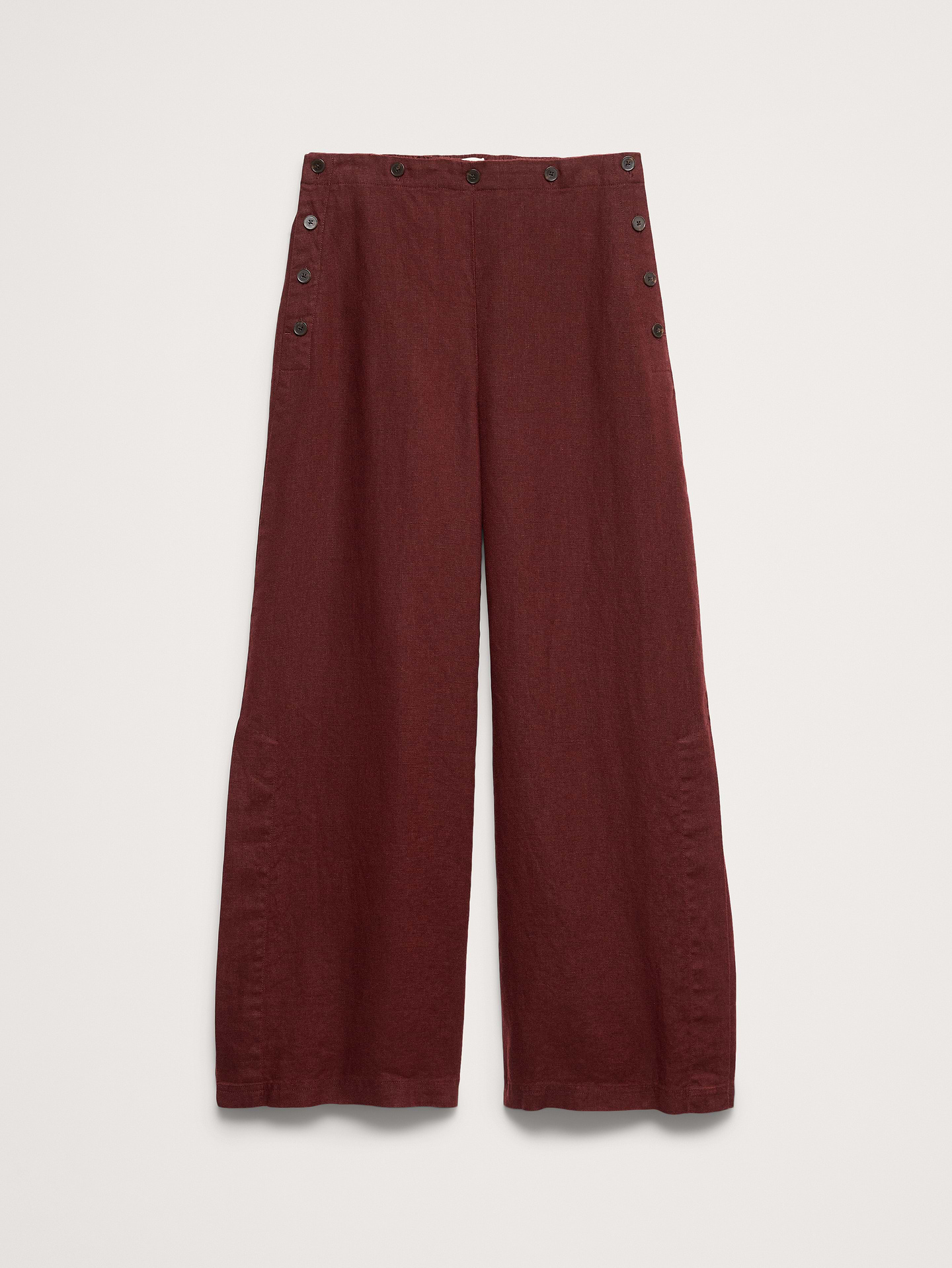 L'image numéro 8 présente Pantalon de marin à taille extensible jambe large et taille haute en lin