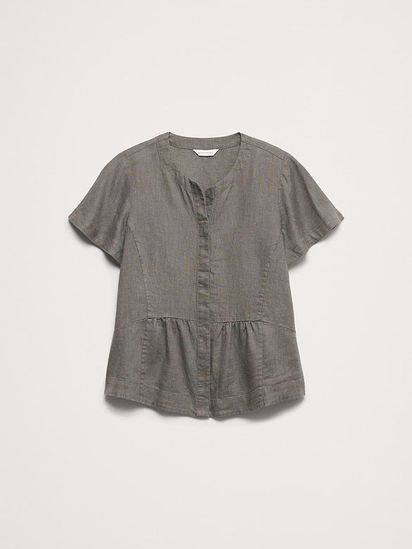 Linen Flutter-Sleeve Top