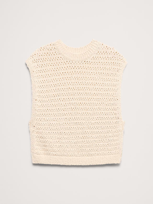 Open Side-Button Sweater Vest