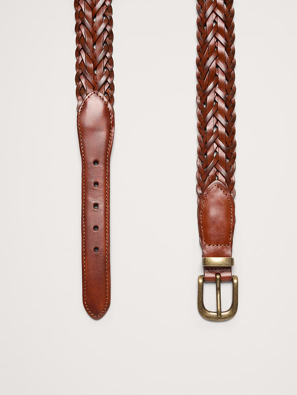 Ceinture en cuir tissé rétro