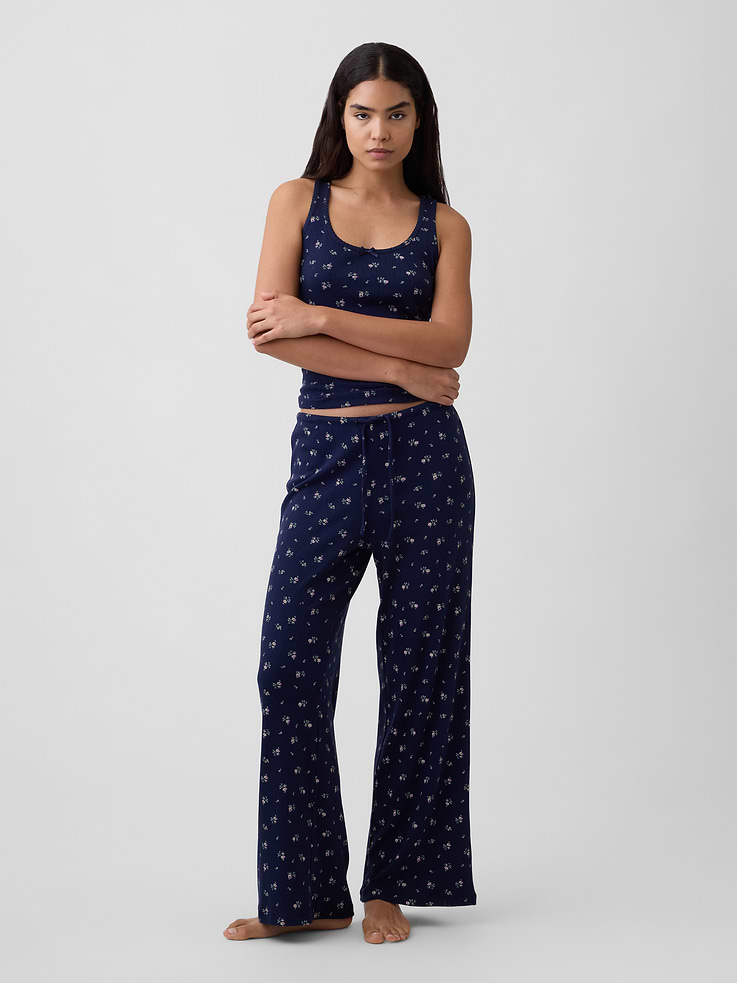 Image number 1 showing, Pointelle Wide-Leg PJ Pants